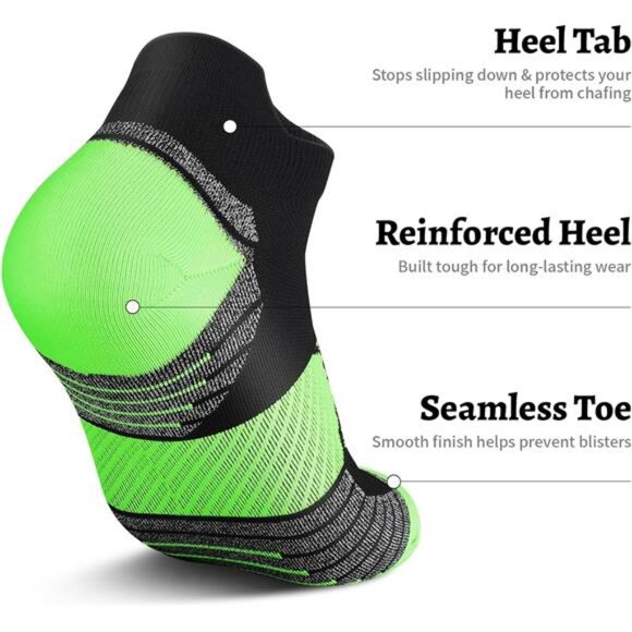 Compression Running Socks Women (6 Pairs), Ankle Athletic Socks Low Cut - Picture 5 of 16